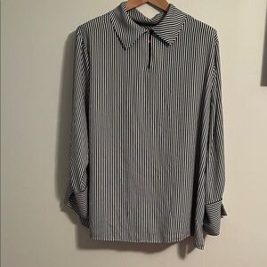 Chico's Black and White Striped Blouse